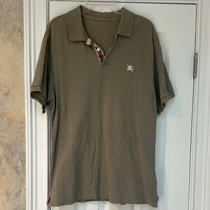 Burberry Green and Tan Polo Shirt Timeless Style